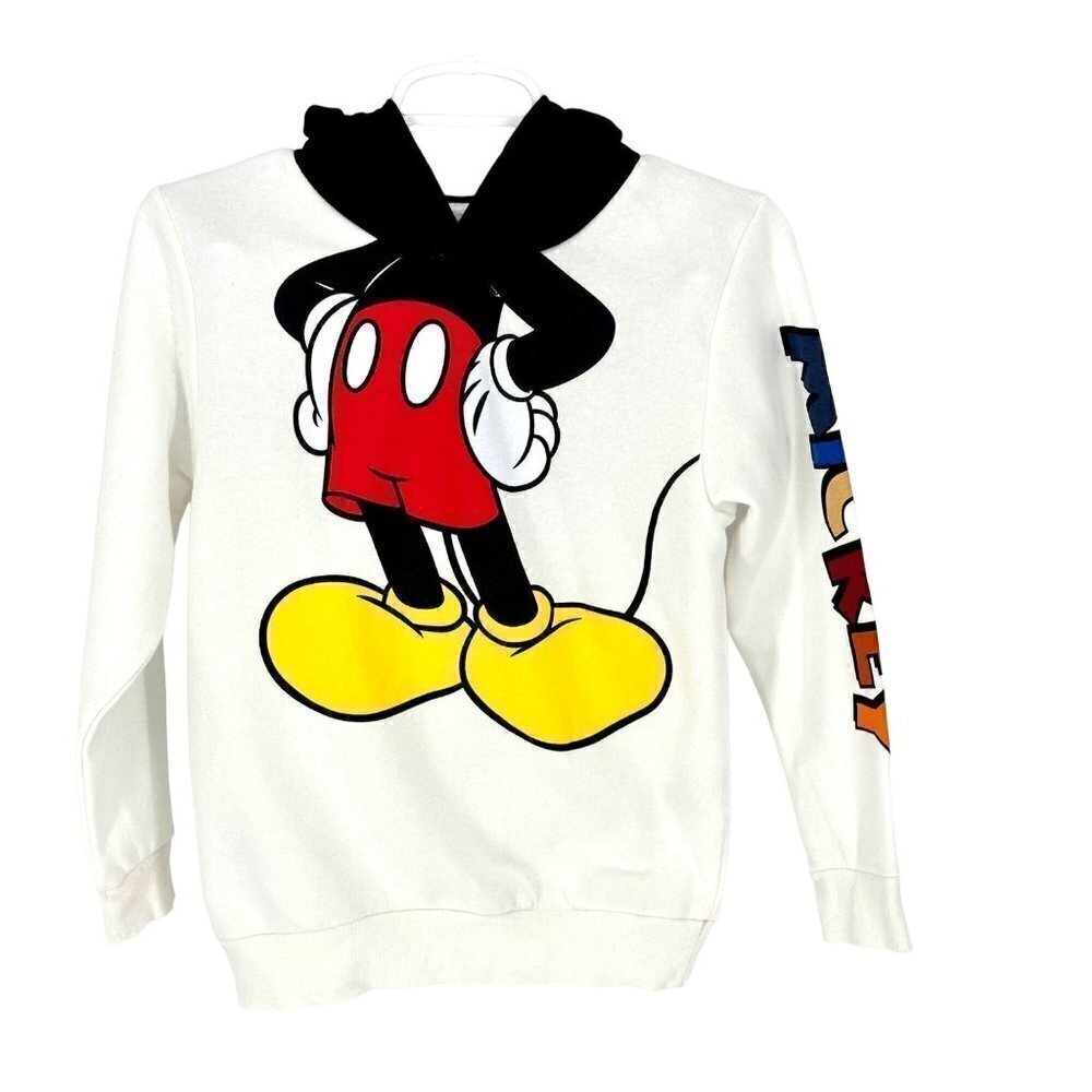 MICKEY MOUSE HOODIE WHITE SIZE 8/10 FOR BIG BOYS